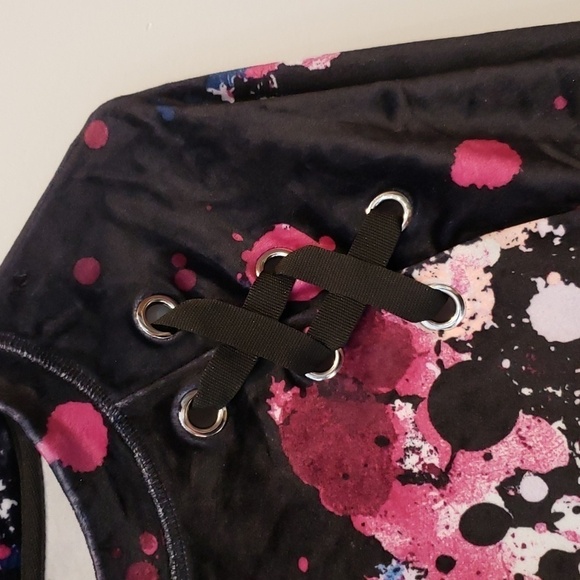 Justice Top Crop Paint Splatter velvet Girls Kids Size 8 - Picture 4 of 11